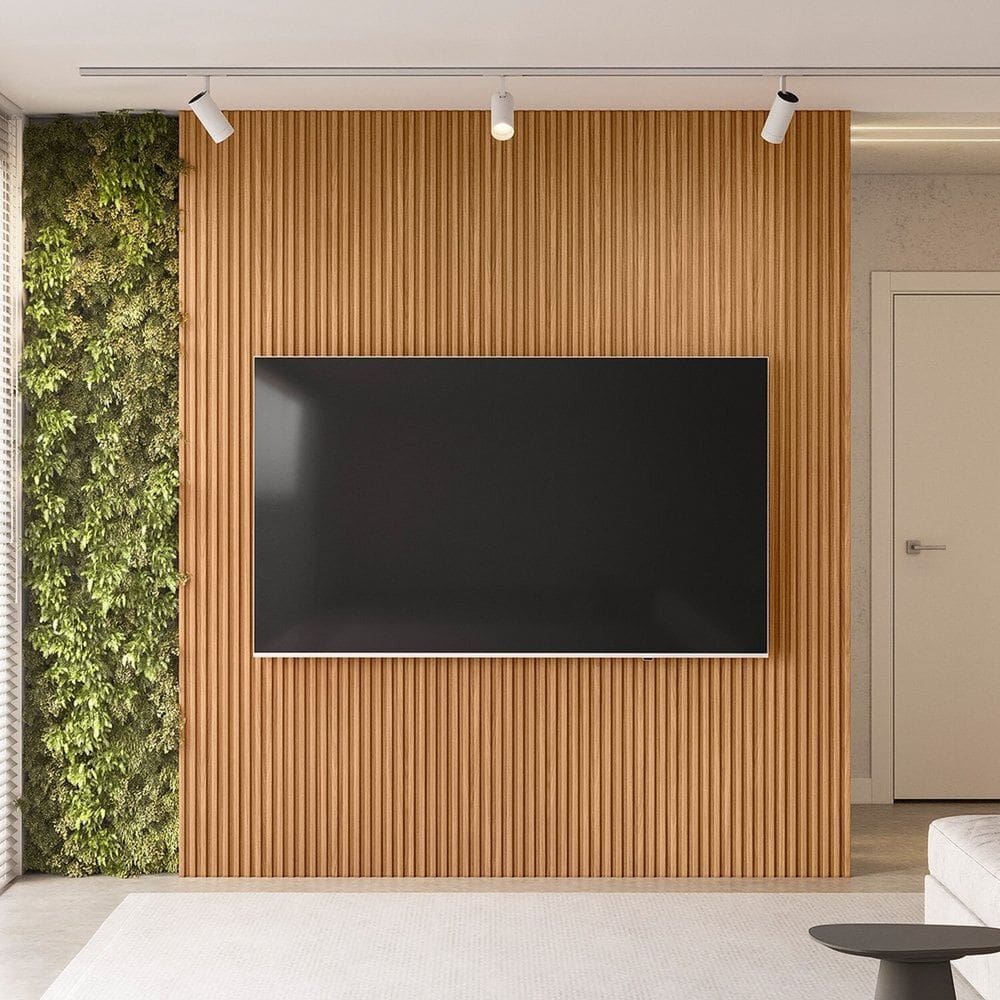 Painel para Tv 84 Polegadas 100% Mdf Ripado Modular 2.2 Marrom Fosco