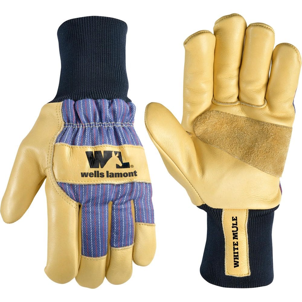 Luvas de trabalho de inverno Wells Lamont 5127L para homens, couro, palma