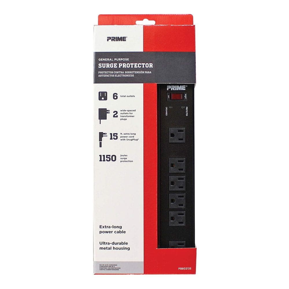 Cabo Power Strip Prime Wire PB802135 de 6 tomadas e 4,6 m 1150J