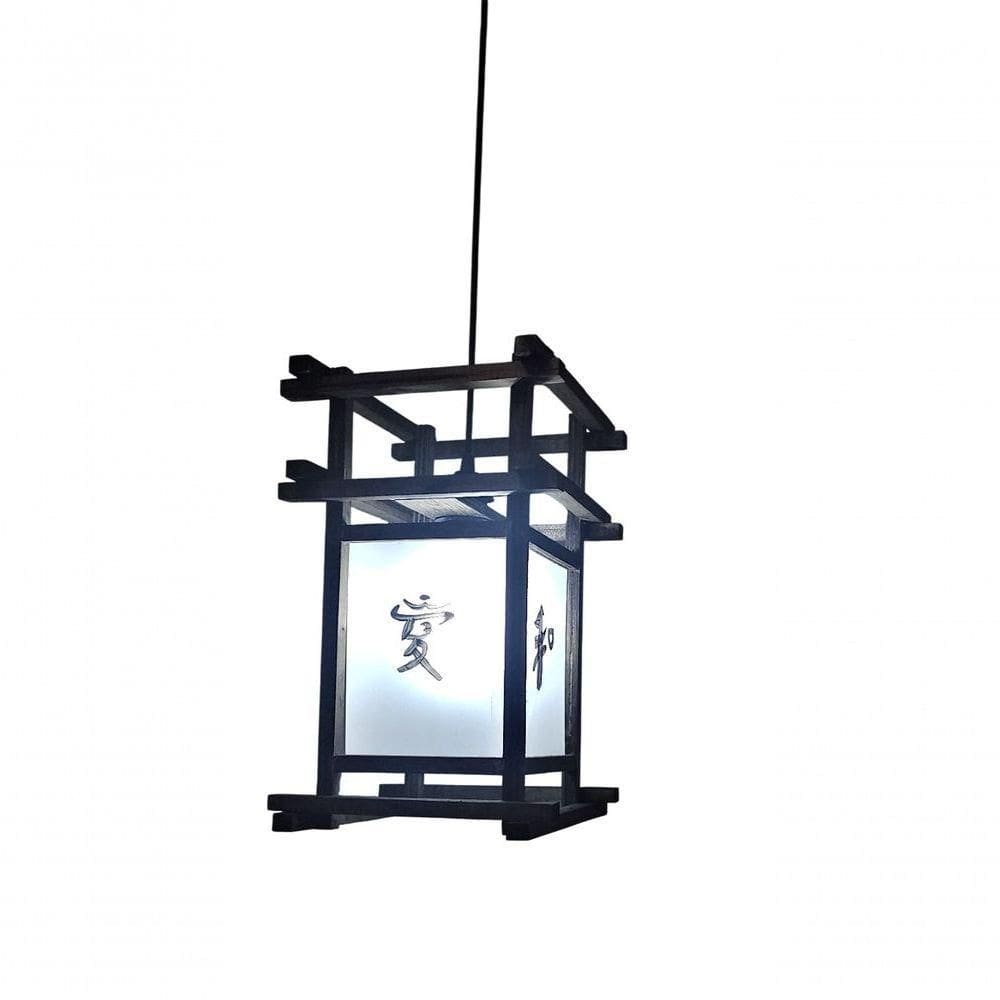 Luminária De Teto Rustico Lustre Ideograma Japonês Sala Restaurante Spa Pousada Hotel