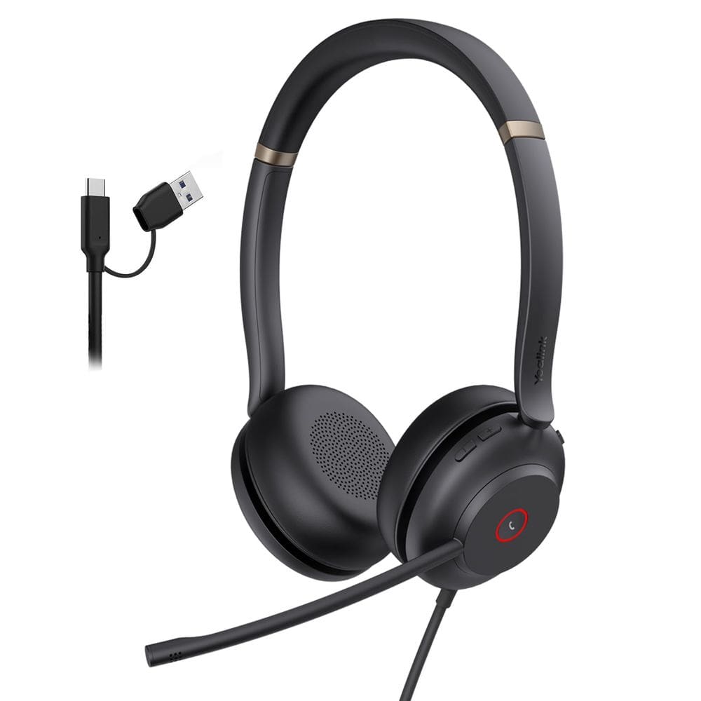 Fone de ouvido USB Yealink UH37 com microfone com cancelamento de ruído para PC e telefone