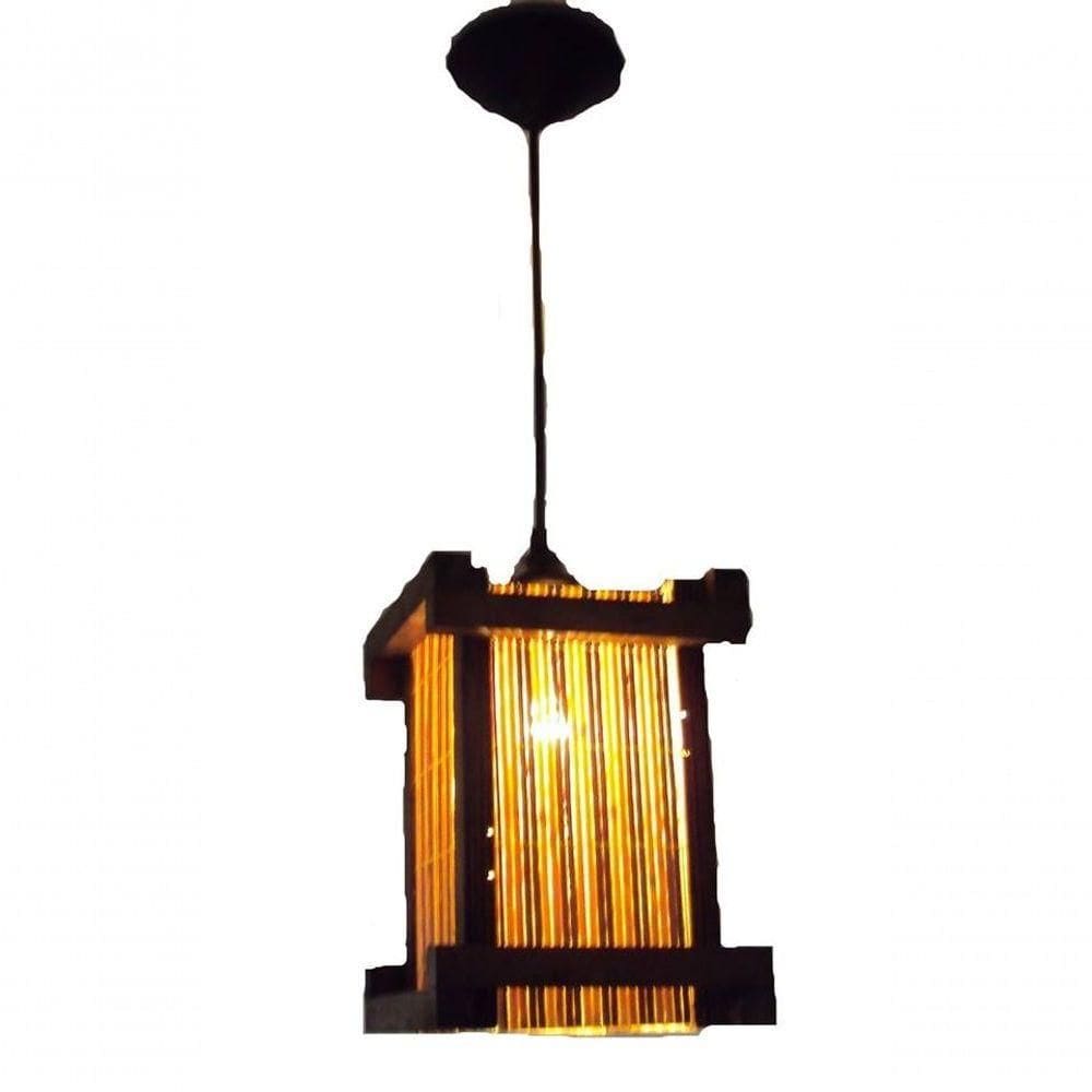 Lustre De Teto Luminária Rústico Japonês Pendente Telinha De Bambu Artesanal Sala Quarto Pousada