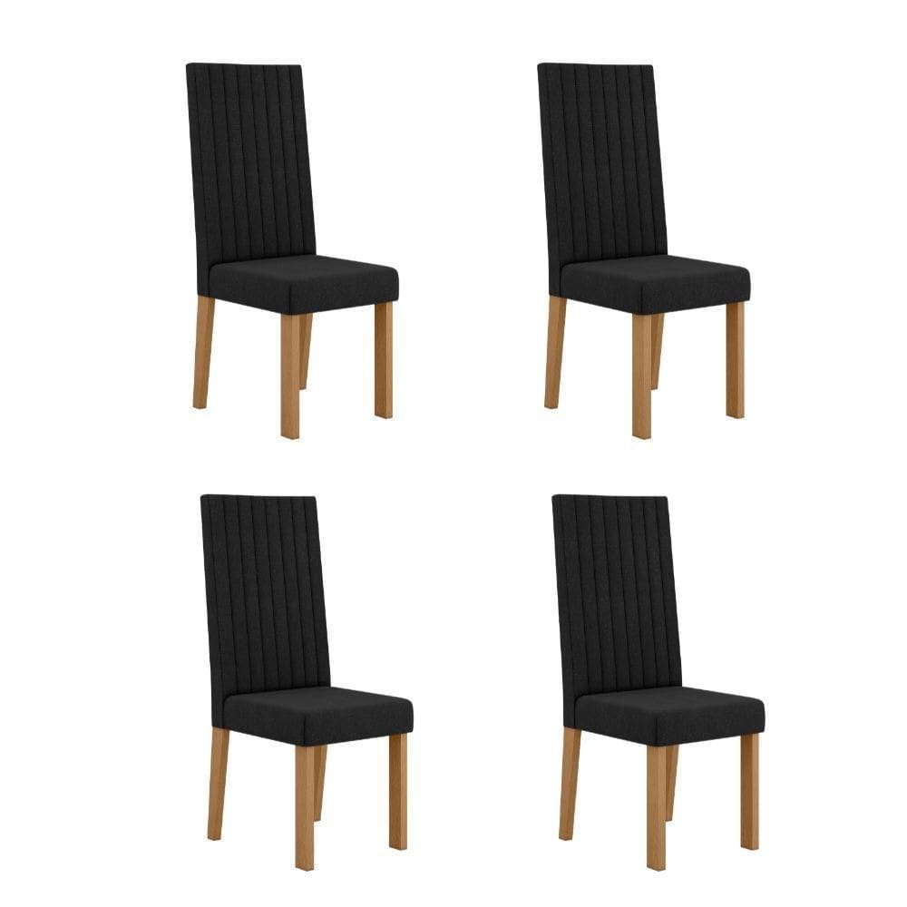 Kit 4 Cadeiras Laura Com Encosto – Tecido Veludo Suede Bordado Estrutura 100% MDF – Sonetto