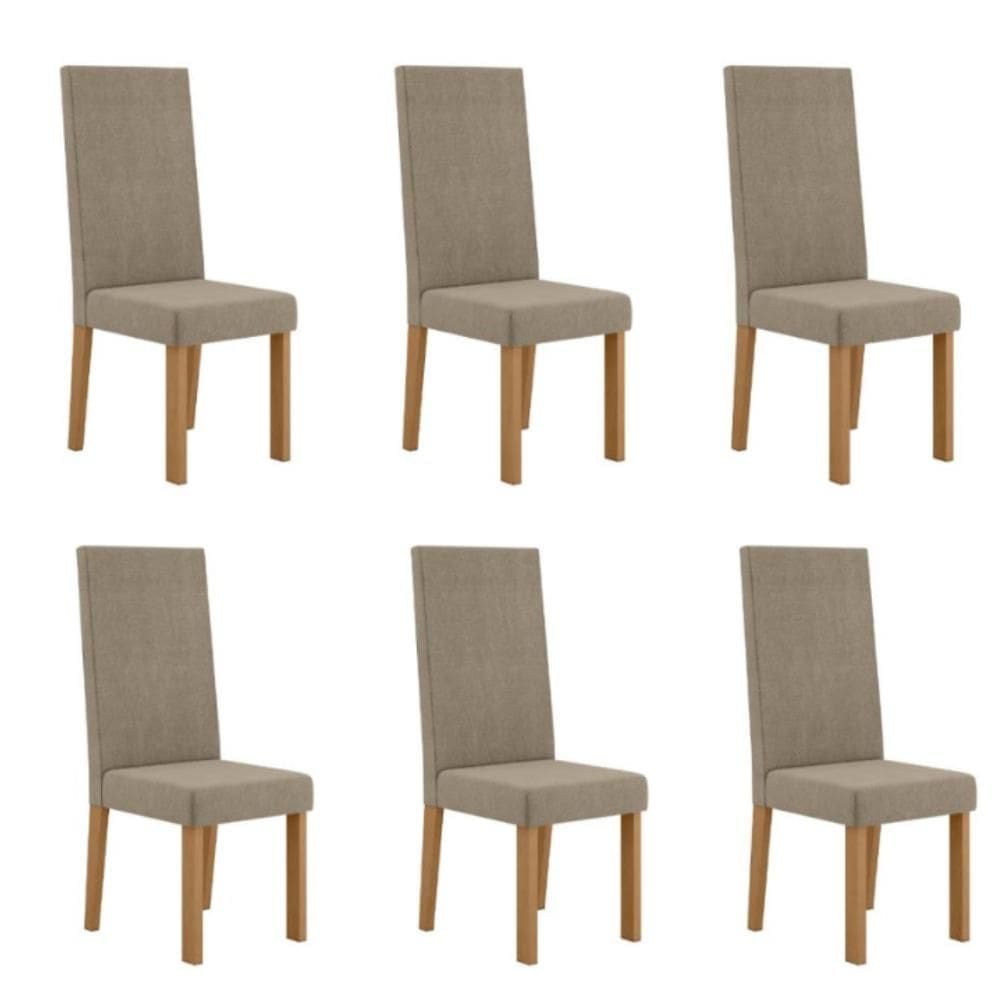 Kit 6 Cadeiras Nice com Espaldar – Tecido Veludo Suede, Pés em MDF com Sapatilhas Plásticas – Sonetto