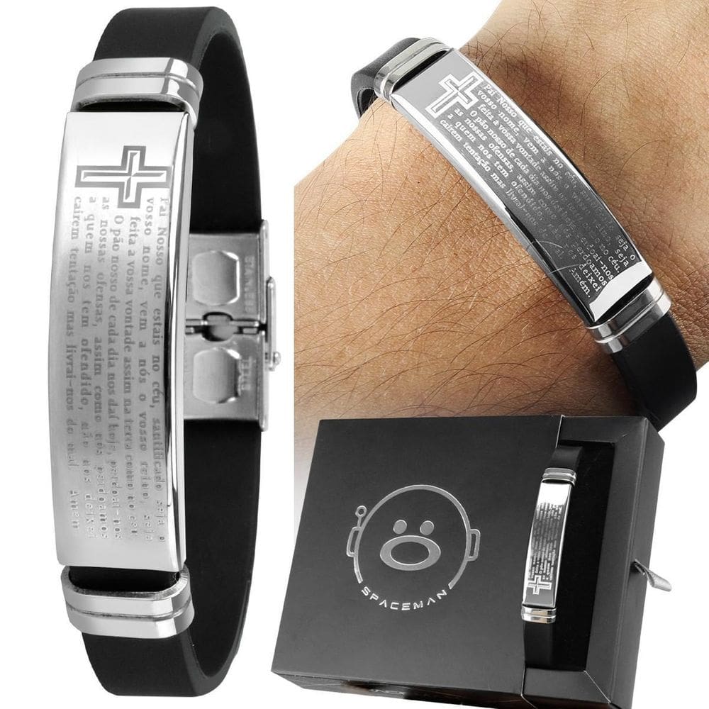 Pulseira Masculina Spaceman Pai Nosso em Silicone