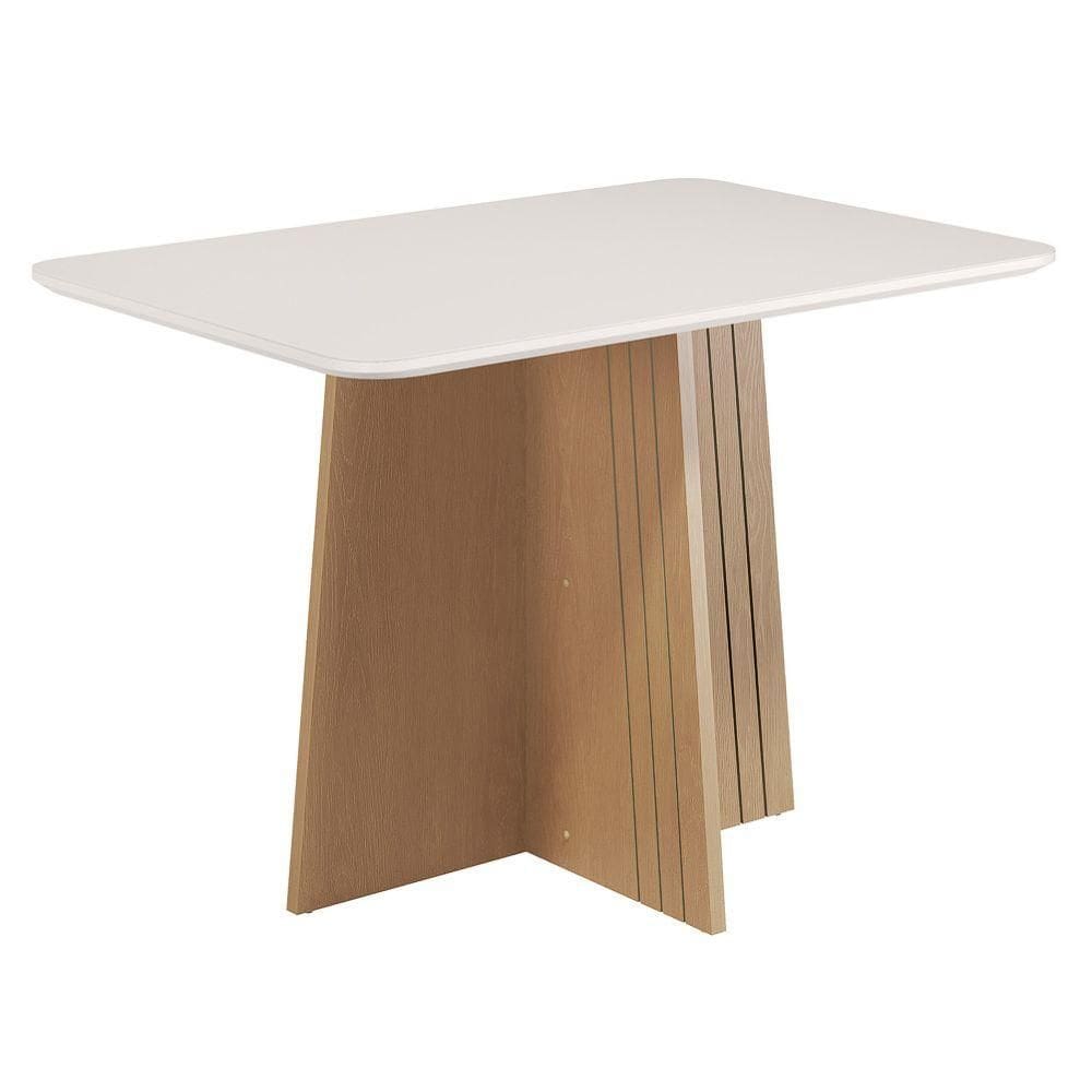 Mesa de Jantar Isa Retangular 120x90cm com Vidro – 100% MDF, Tampo 18mm, Base com Detalhe Frizado – Sonetto
