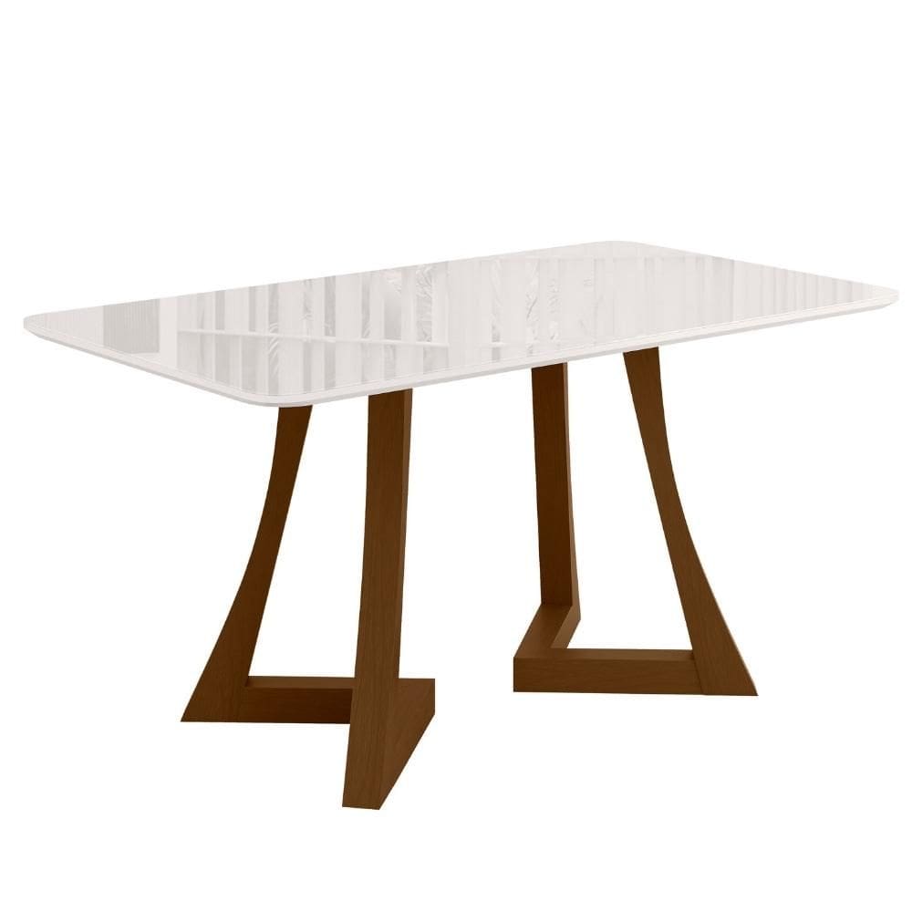 Mesa de Jantar Ana Retangular 160x90cm com Vidro – Madeira de Reflorestamento, Tampo 25mm, Bordas Arredondadas – Sonetto