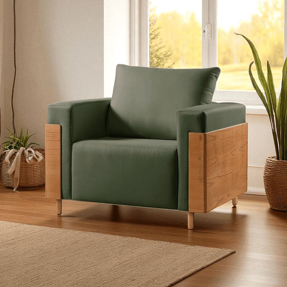 Poltrona Luxo Madeira Maciça Heitor Verde