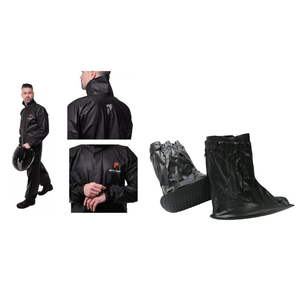 Capa De Chuva Pioneira Pvc Combate + Par Polainas Tamanho P
