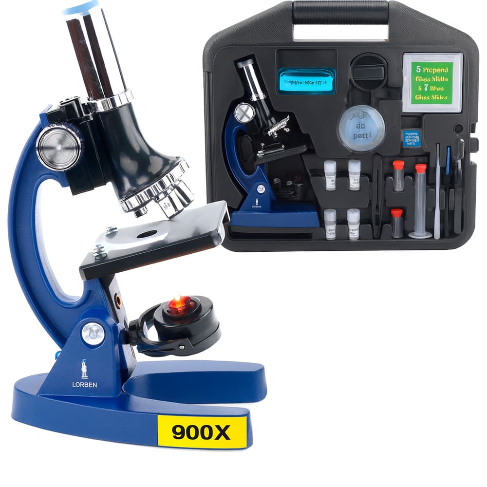 Microscópio Infantil 28 Peças Lorben Educacional Portátil 100x 400x 900x com Maleta