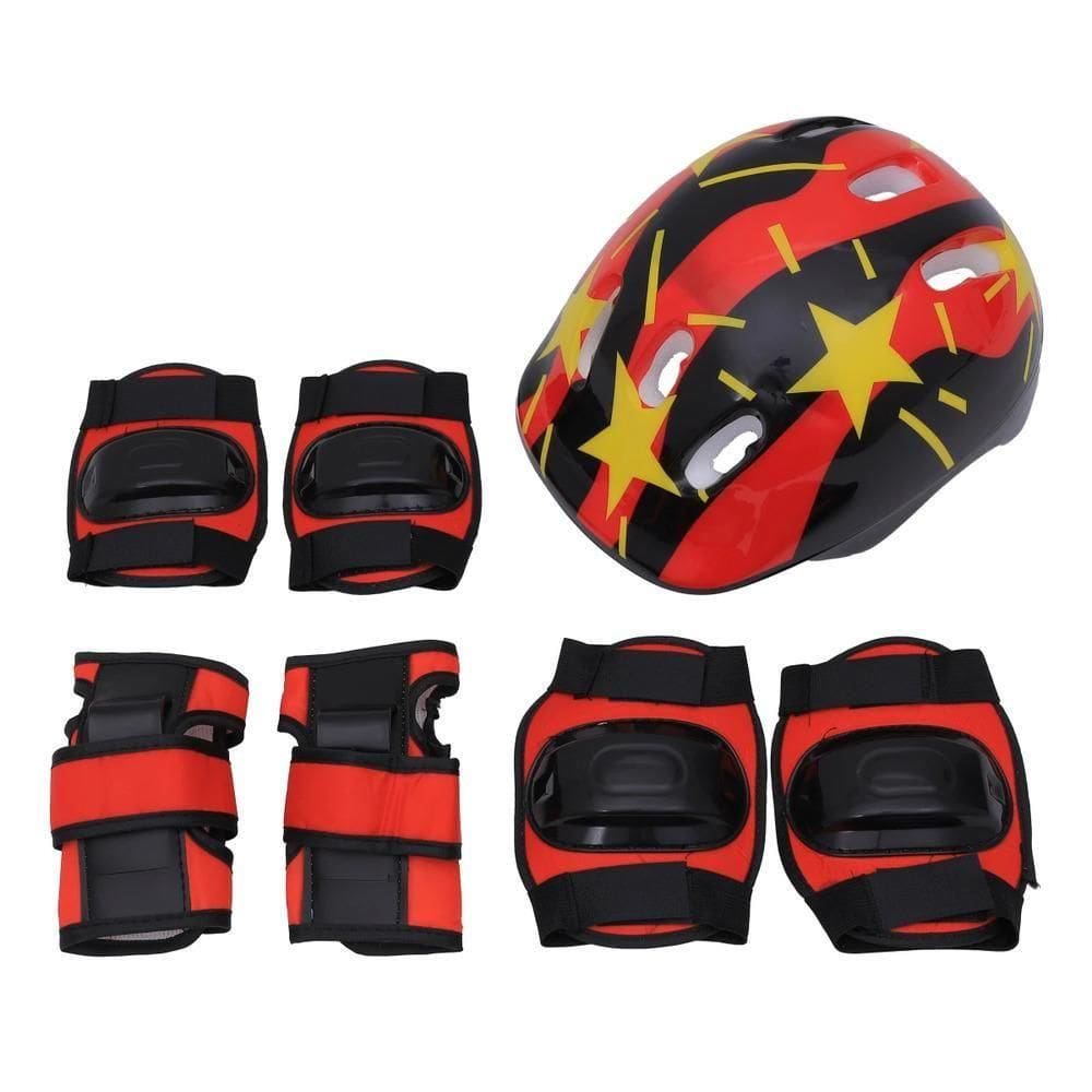 Kit Esportivo Ajustavel Infantil Capacete Joelheira Cotoveleira Protecao Esporte Bicicleta Skate Patins 7 Peças