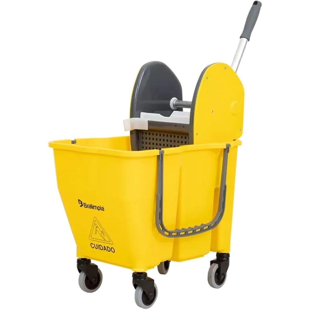 Conjunto Doblô com Balde e Espremedor Amarelo de 30 Litros - NY108 - BRALIMPIA