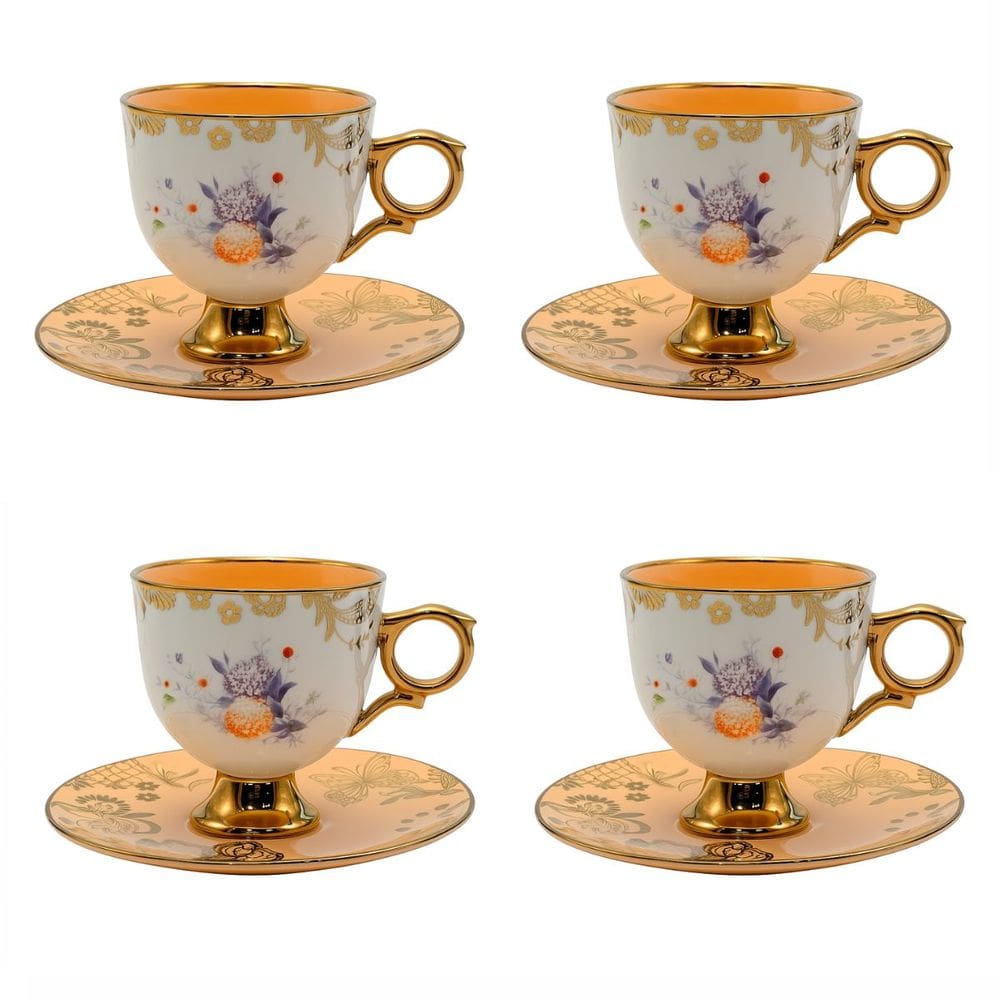 Jogo 4 Xícaras 90ml Café Laranja New Bone Madeleine L´hermitge