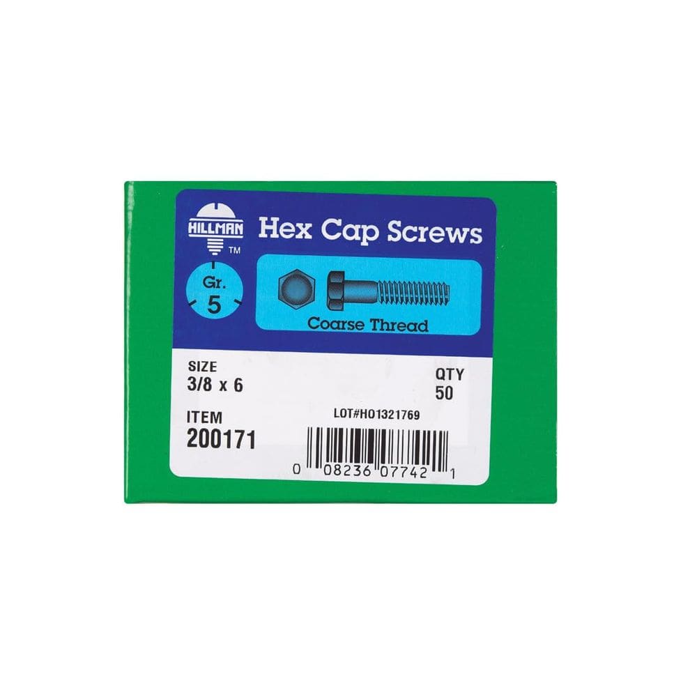 Parafuso Hillman 3/8” de diâmetro x 15 cm Cabeça hexagonal de aço zinco 50 unidades