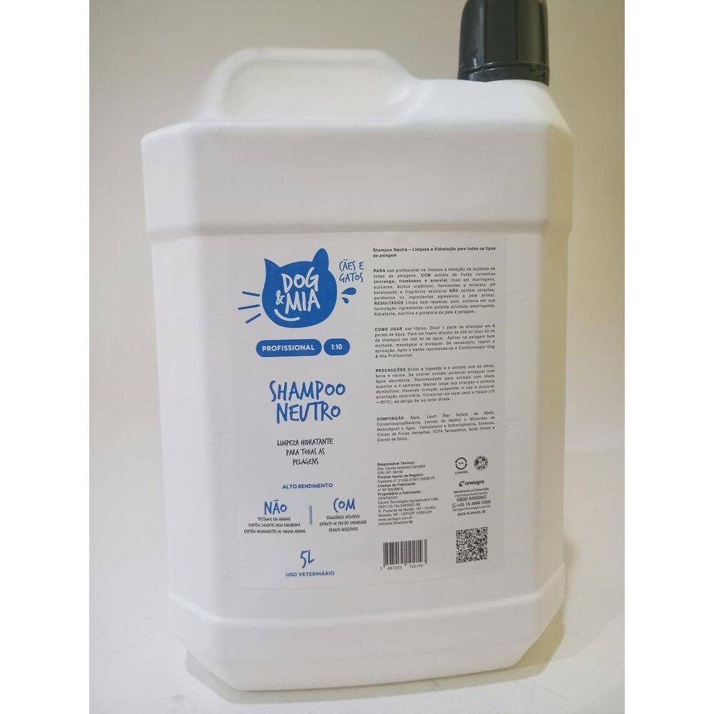 Shampoo Neutro Limpeza e Hidratação 5L Cães e Gatos Centagro