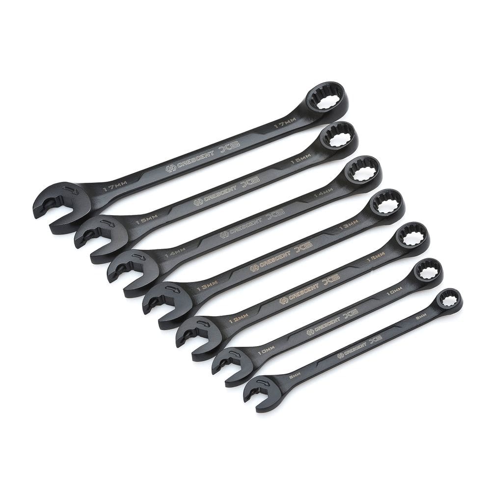 Conjunto de chaves Crescent X6™ Black Oxide Spline Ratcheting 7 unidades
