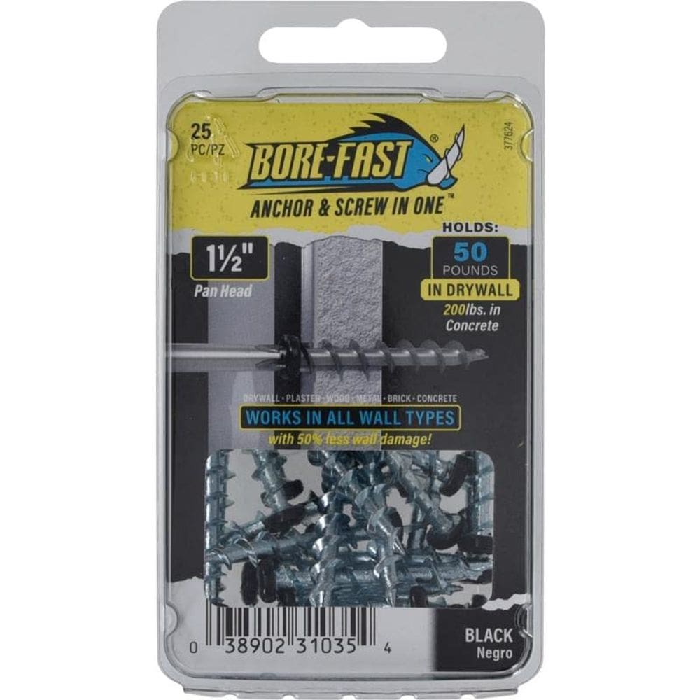 Parafuso e âncora BORE-FAST 3/16” D x 3,8 cm L Aço 25 unidades