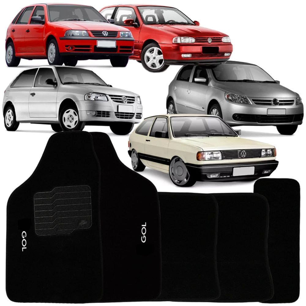 Tapete Carpete Gol G4 2006 à 2014 Logo Bordado Jogo 5 Peças Personalizado Automotivo