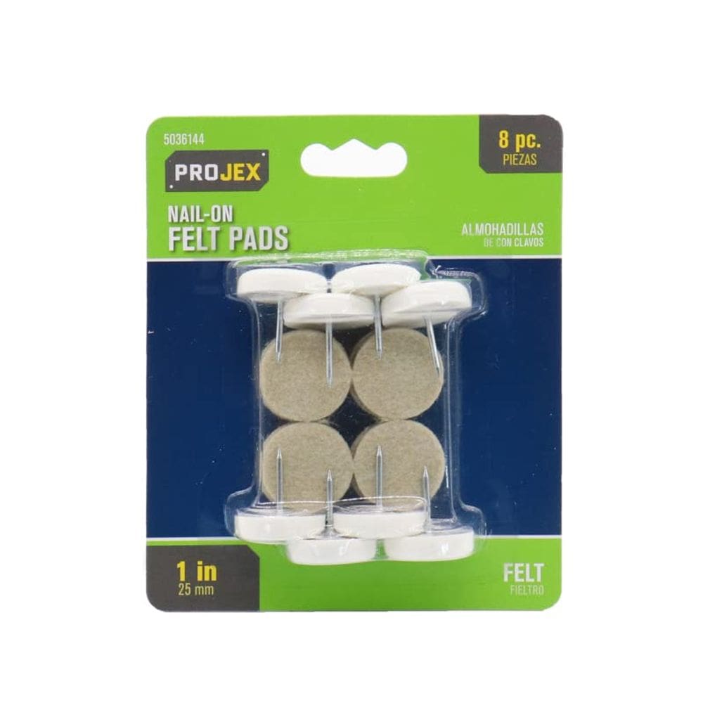 Almofadas de feltro PROJEX 1” Nail-On Bege, pacote com 8