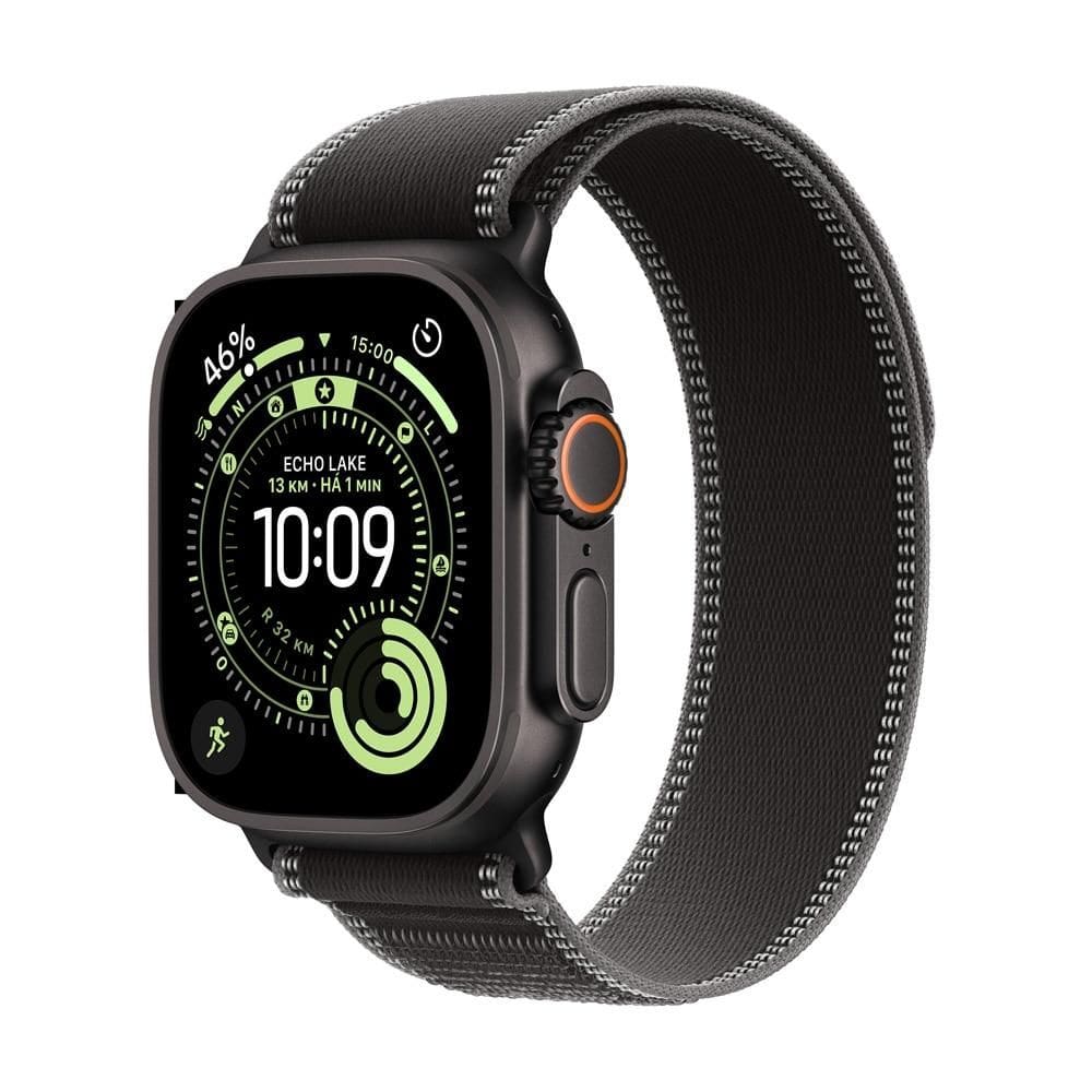 Apple Watch Ultra 3 GPS + Cellular - Caixa preta de titânio – 49 mm - Pulseira loop Trail preta/carvão – P/M