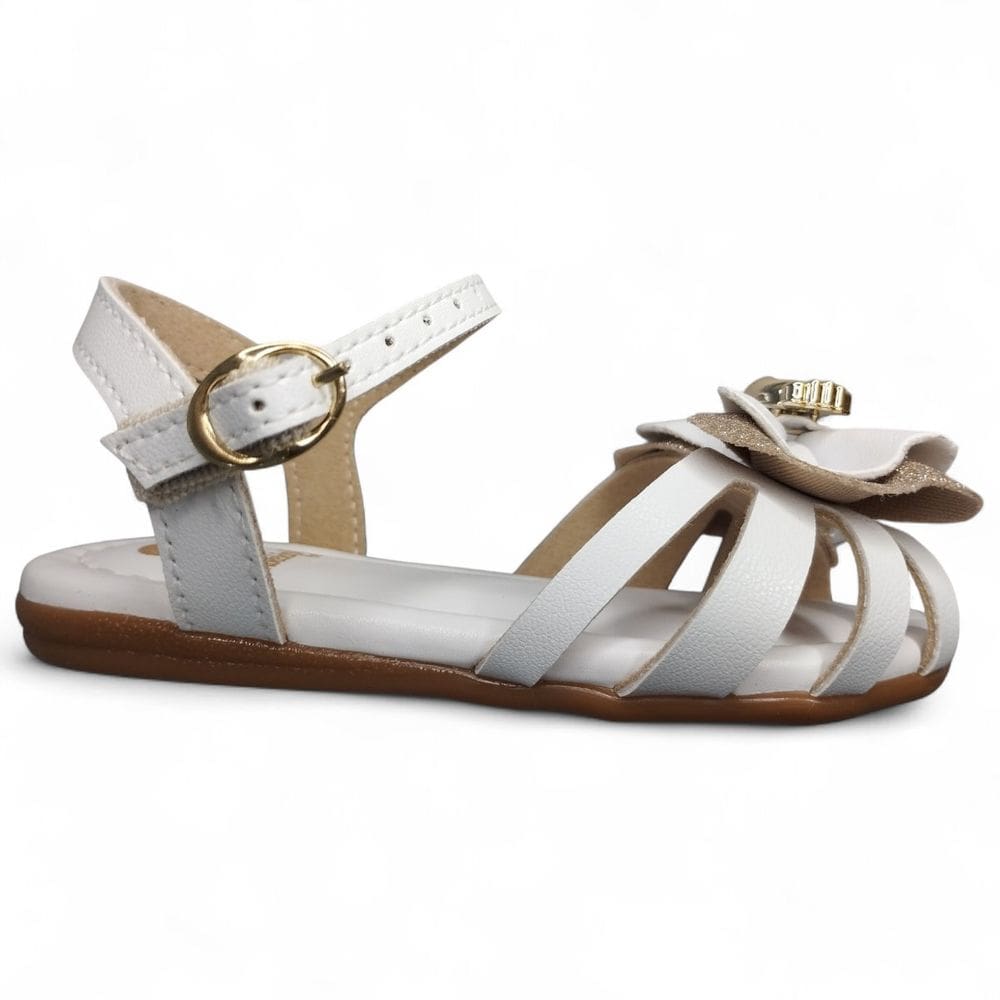 Sandália Bebê Prata Laço Glitter Coração Molekinha 2114.282