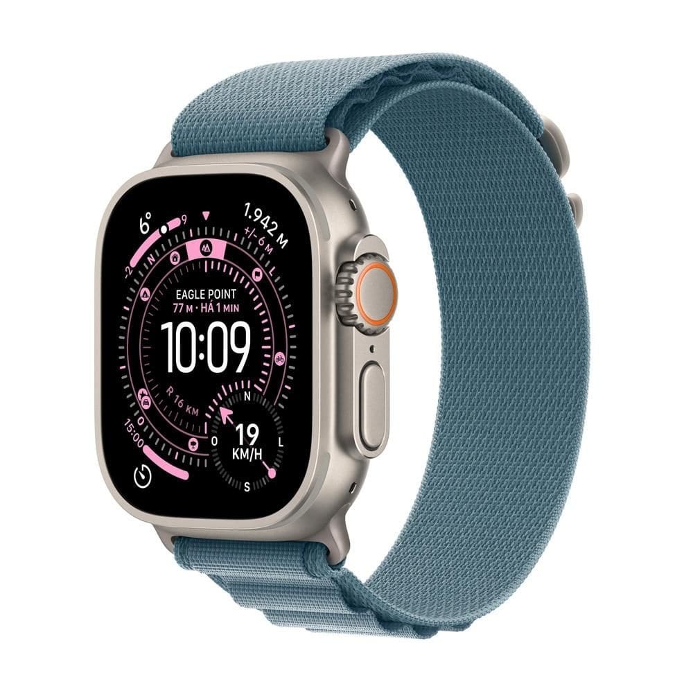 Apple Watch Ultra 3 GPS + Cellular - Caixa natural de titânio – 49 mm - Pulseira loop Alpina azul-clara – M