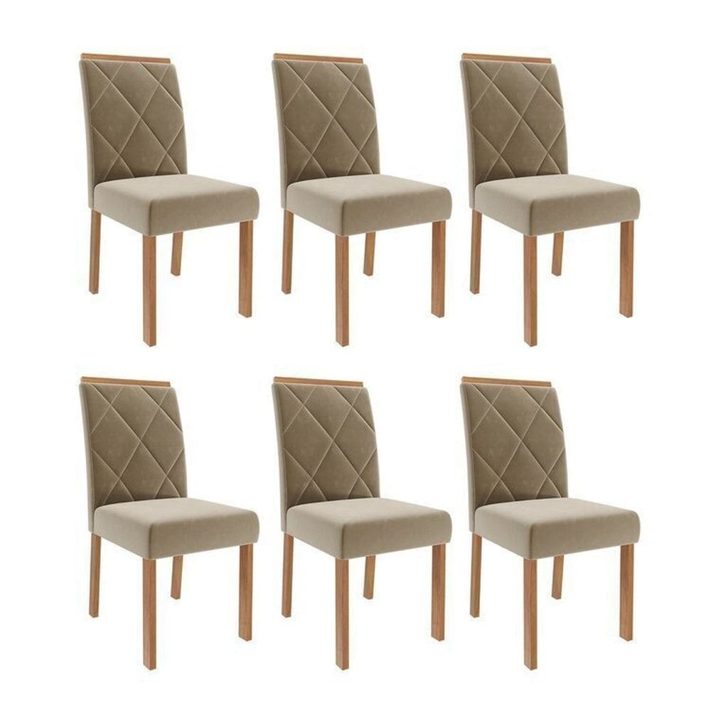 Kit 6 Cadeiras para Sala de Jantar EstofadasFernanda Joli