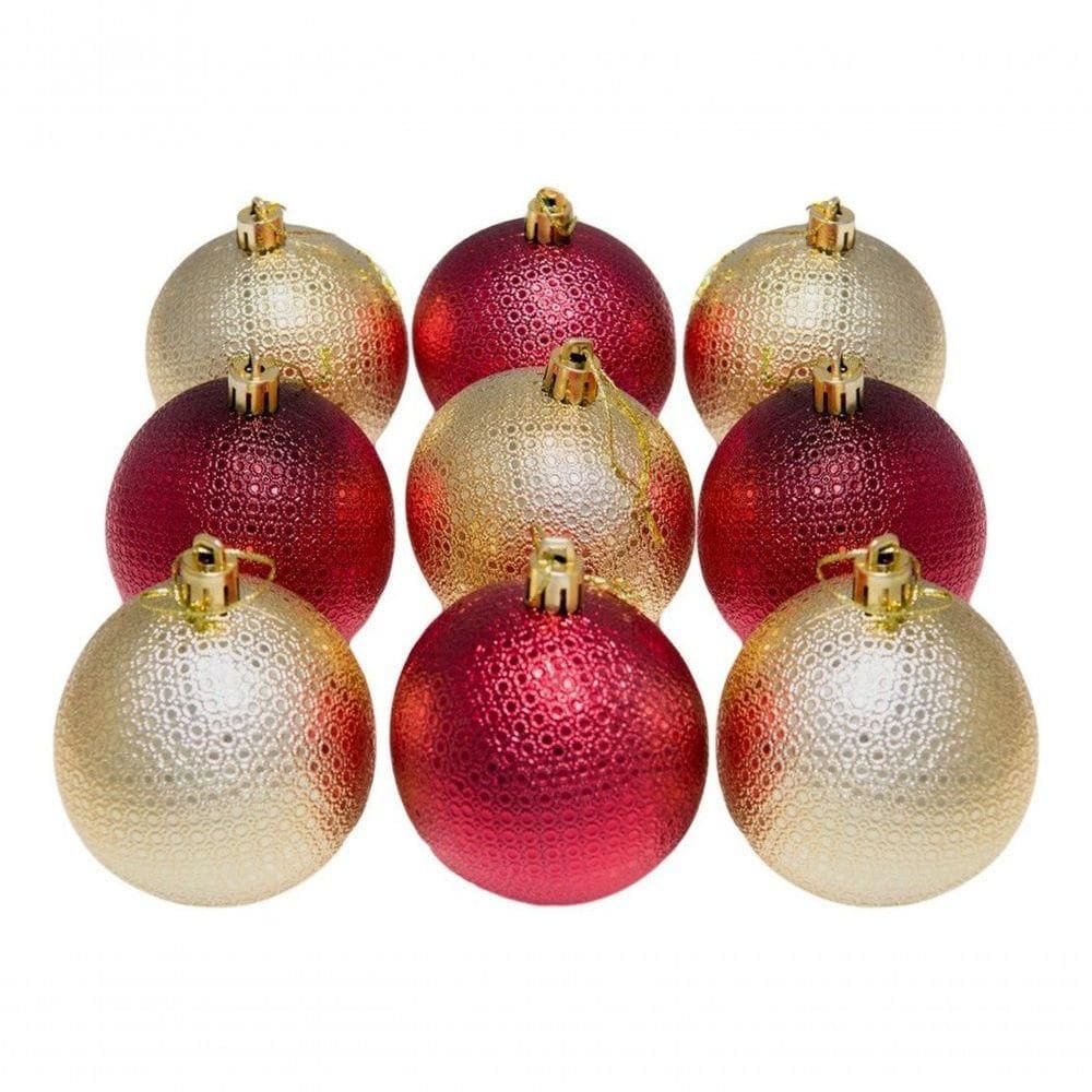 Kit 12 Bolas Natalinas árvore De Natal 6cm Dourado E Vermelho