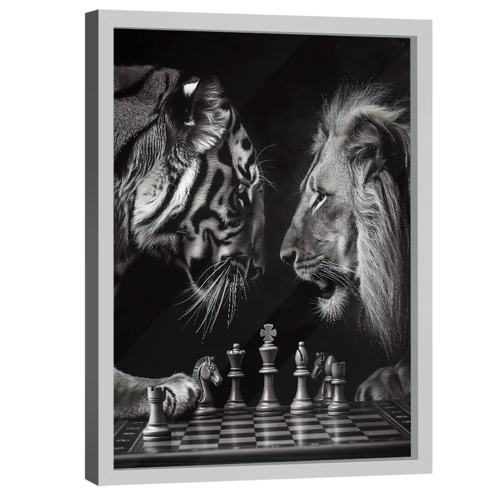 Quadro Decorativo Xadrez Felino