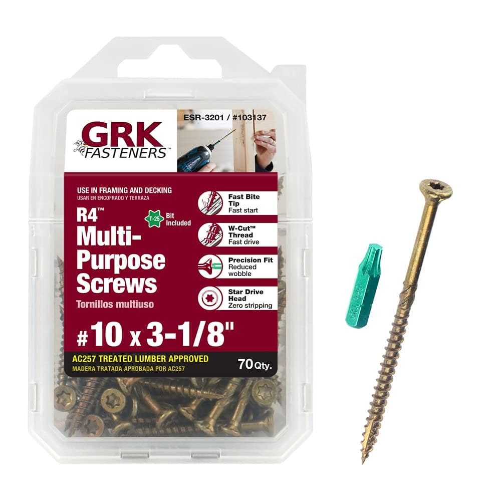 Parafusos GRK Fixeners R4 #10 x 3-1/8 70CT para moldura de madeira