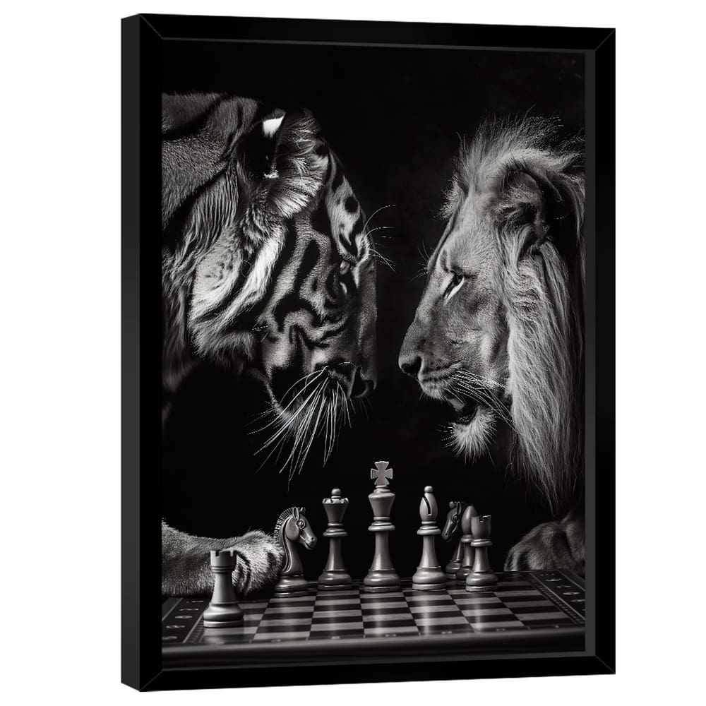 Quadro Decorativo Xadrez Felino