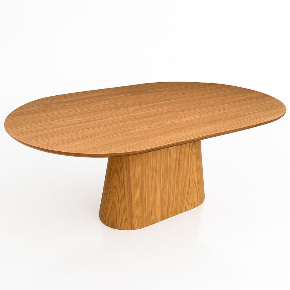 Mesa de Jantar Oblongo 198x122 cm Base Freijó Tampo Mdf Freijó
