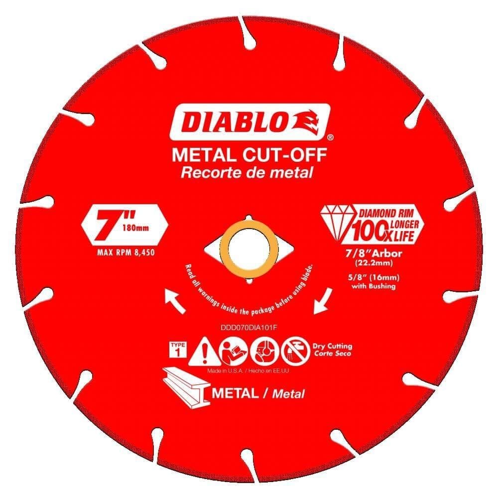 Disco de corte Diablo 7” Diamond Metal 5/8” e 7/8” Arbor