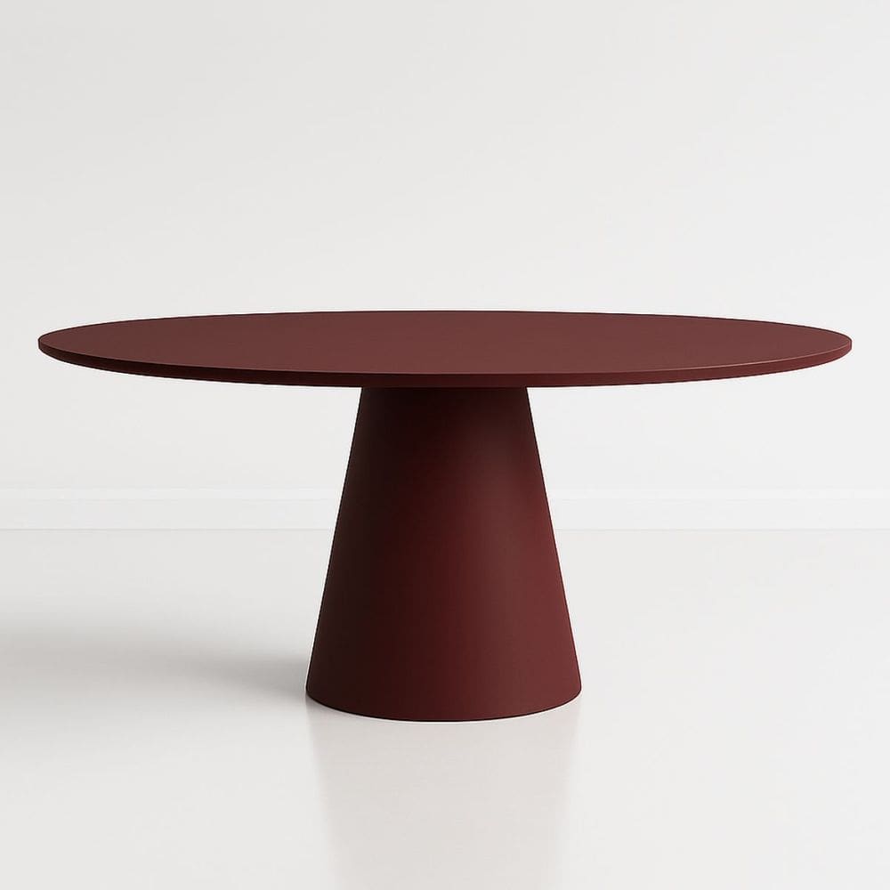 Mesa de Jantar Cone Oval 244x137 cm Laca Vinho Marsala