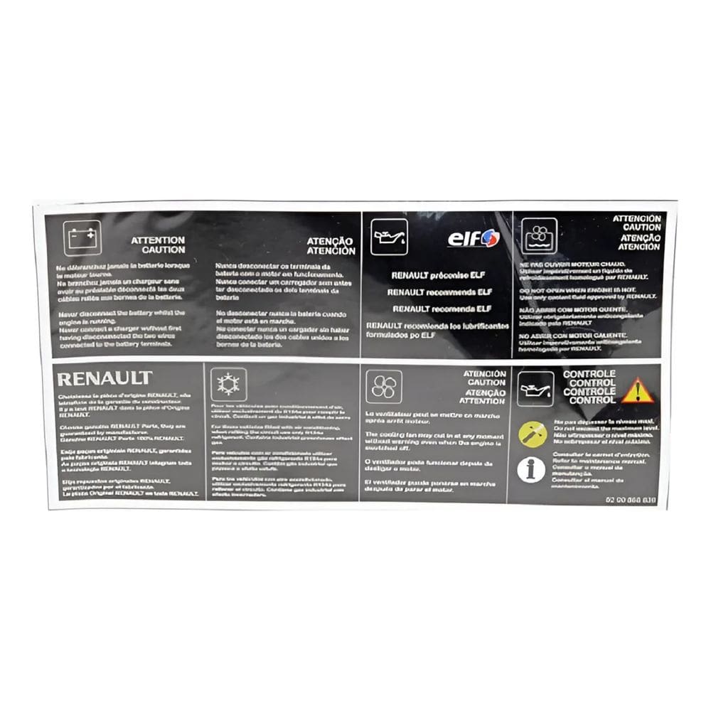 Renault Logan Etiqueta Adesivo Do Cofre Do Moto Genuíno