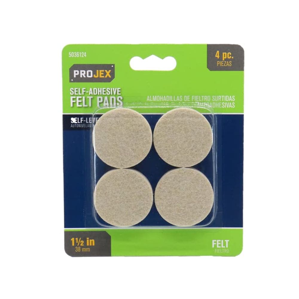 Almofadas de superfície de feltro PROJEX Brown redondas de 3,8 cm, pacote com 4