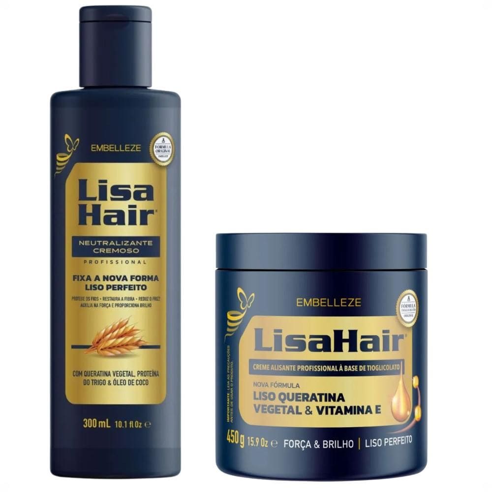Kit Alisamento Embelleze Lisa Hair: Creme Alisante 450g e Loção Neutralizante 300ml