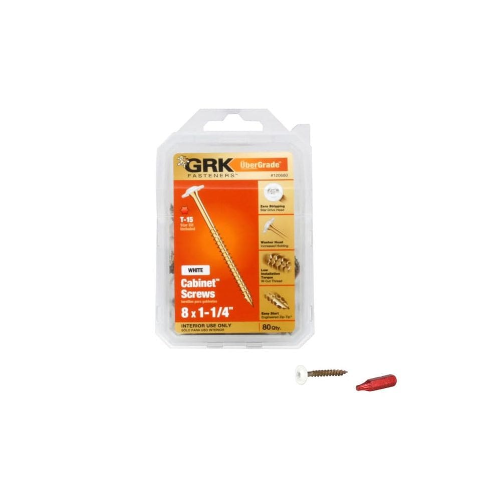 Parafusos GRK Fasteners 120680 White Cabinet #8 x 1-1/4 80CT