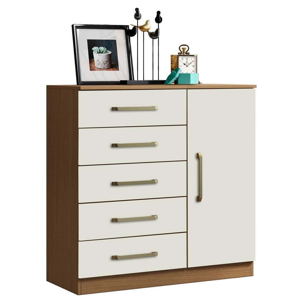 Comoda 5 Gavetas 1 Porta 91 cm Milao ARMoveis