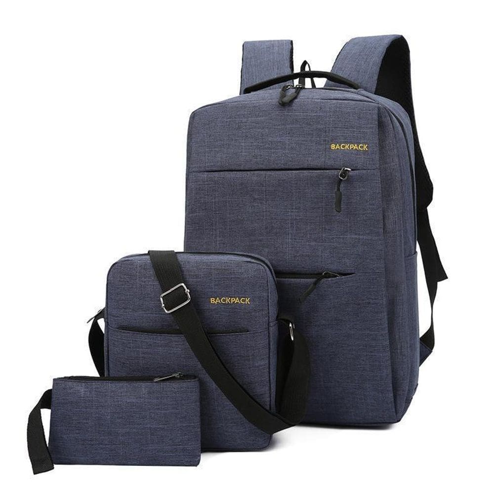 Kit Mochila Executiva Bolsa E Necessaire Escolar Faculdade