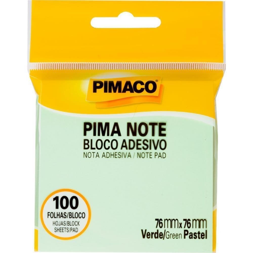 Bloco De Recado Autoadesivo Pimanote Verde 76X76Mm 100Fls