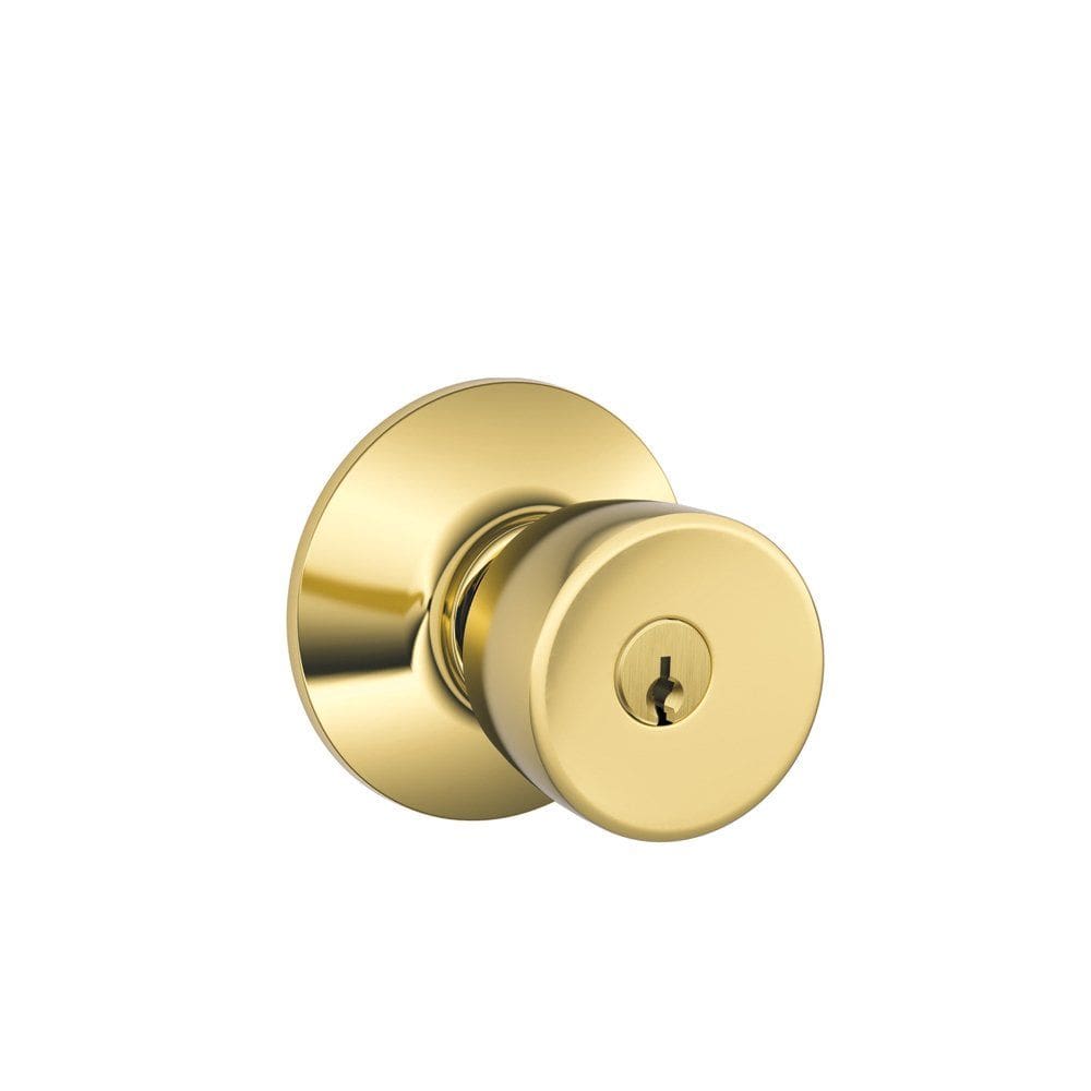 Maçaneta de porta Schlage F51VBEL505 Entrada com chave de latão brilhante