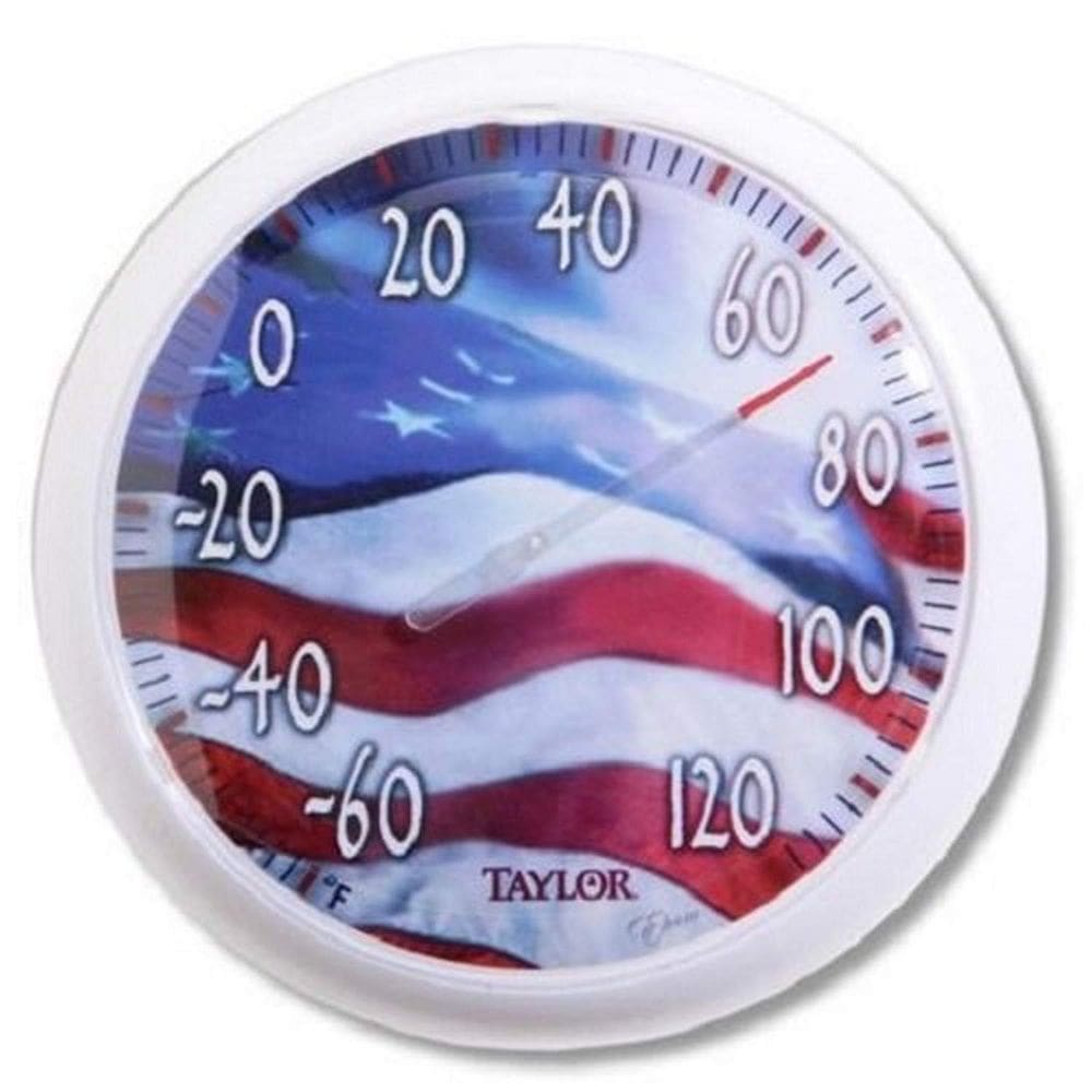 Termômetro Taylor, 34 cm, mostrador, bandeira dos EUA, grande