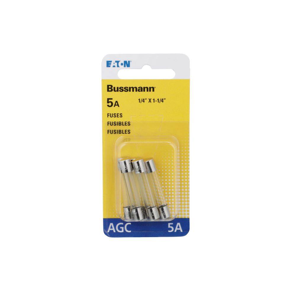 Pacote com 5 fusíveis Bussmann AGC 5A 250V 200A IR de ação rápida