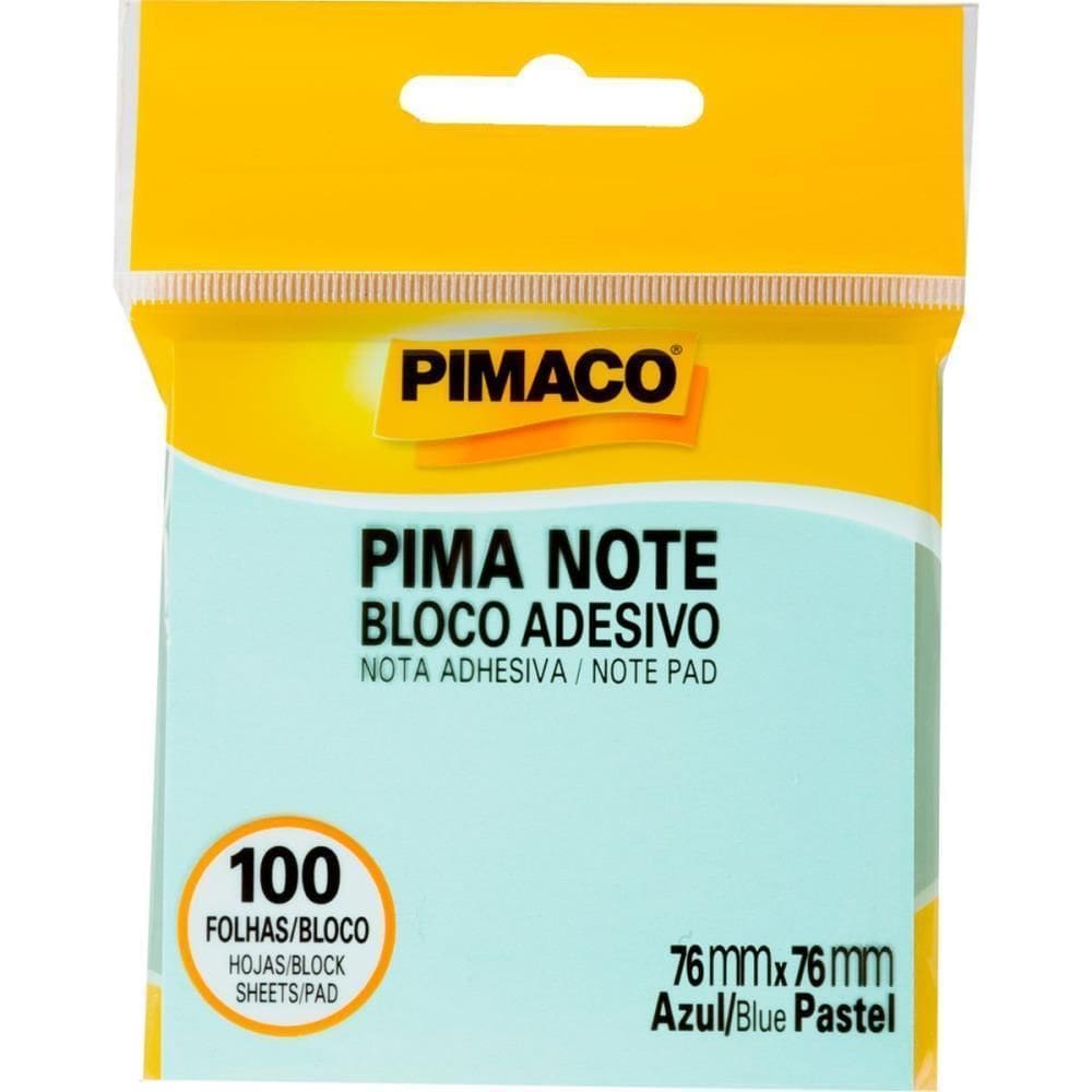 Bloco De Recado Autoadesivo Pimanote Azul 76X76Mm 100Fls