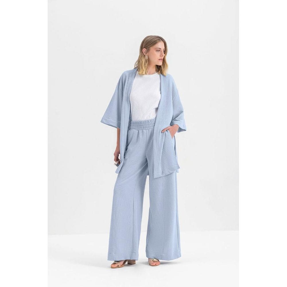 Kimono Feminino Em Malha Essendi Azul Claro