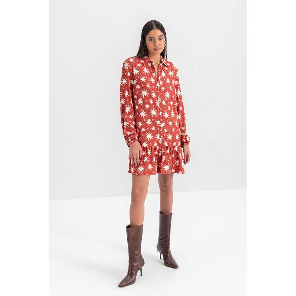 Vestido Feminino Em Viscose Essendi Vermelho Médio