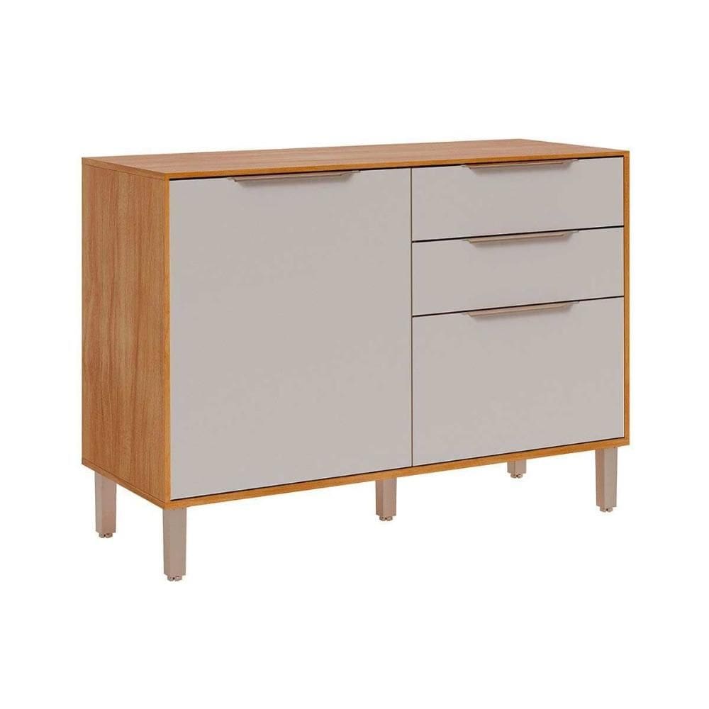 Balcão de Cozinha c/ Tampo Áurea c/ 2 Portas e 2 Gavetas 120cm Cinamomo/Off White - MGM