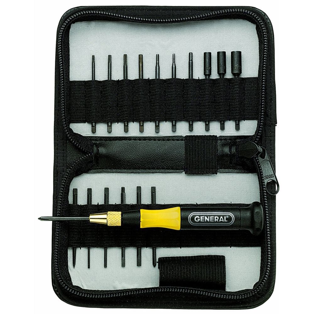 Conjunto de chaves de fenda de precisão de dezoito peças General Tools 63518, preto