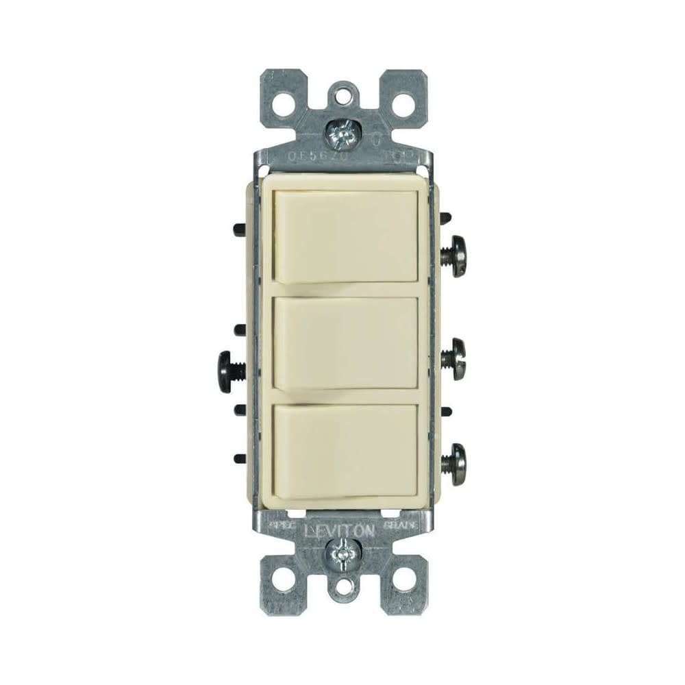 Leviton Decora Interruptor Triple Palanca Unipolar 15A Marfil